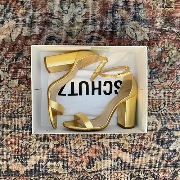 Schutz Cady Lee Block Metallic Leather Sandal - Picture 6 of 10